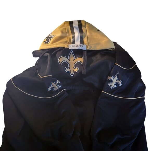 NFL Saints Hooded Pullover Sweatshirt Black & Gold Team Apparel - Picture 4 of 10